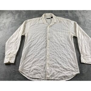 Jason Evans Mens XL Cream Textured Vertical Stripe Cotton Long Slv Button Shirt